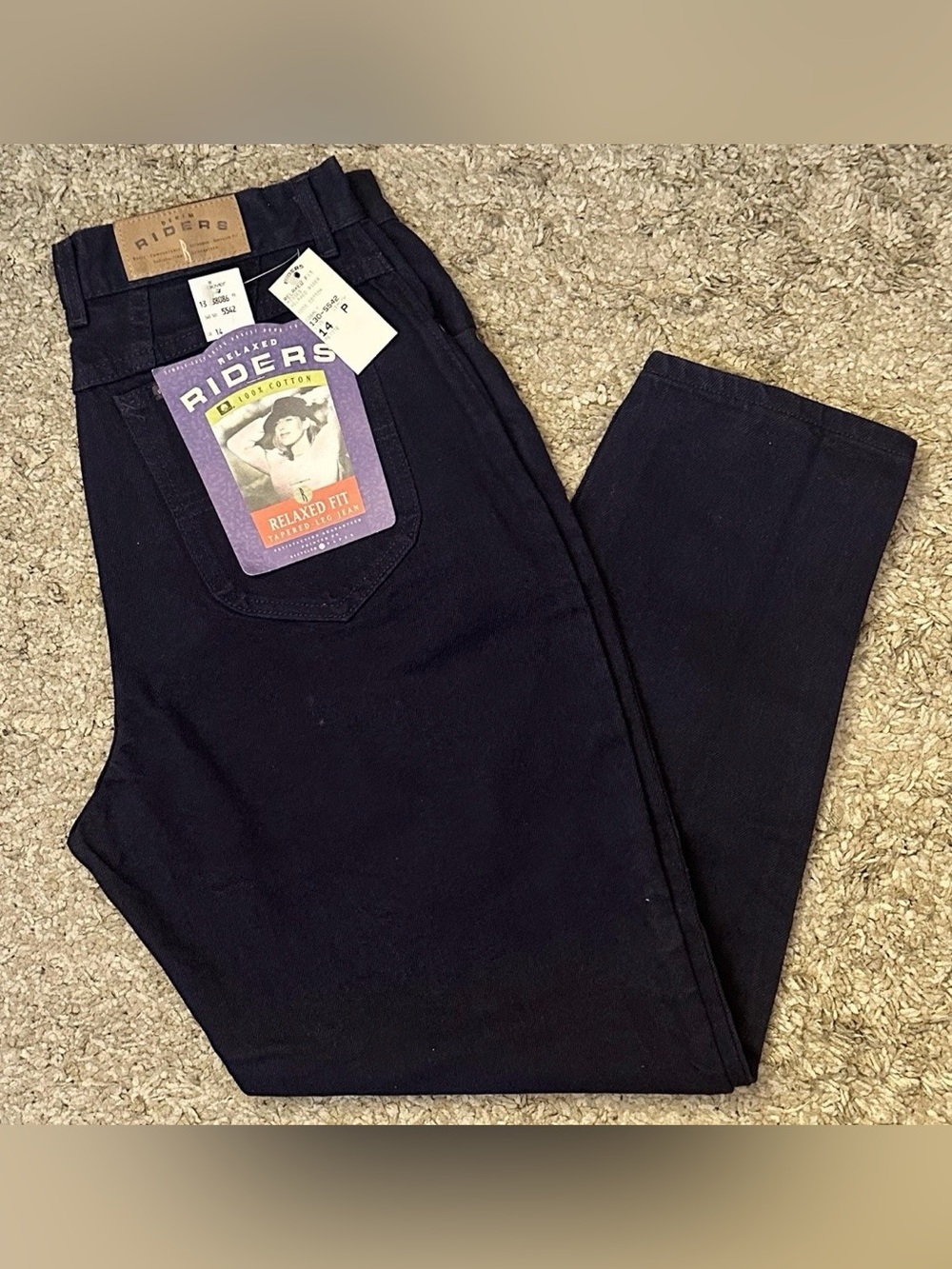 Vintage Riders Women’s Size 14 Petite Purple Relaxed Fit Tapered Denim Jeans NWT
